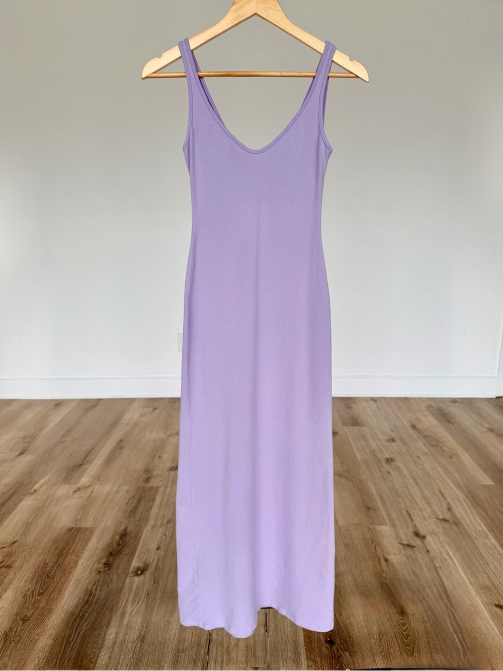 NWOT Reformation Organic Cotton Lilac Maxi Dress XS Sleeveless Stretch Jersey
